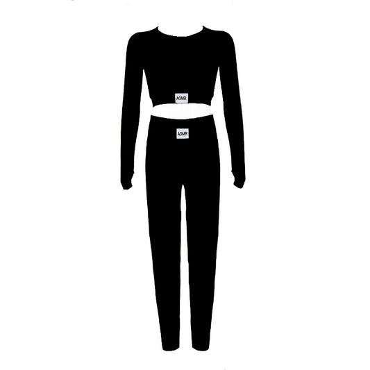 S26651 Women's Casual Color-Blocking Yoga Outfit